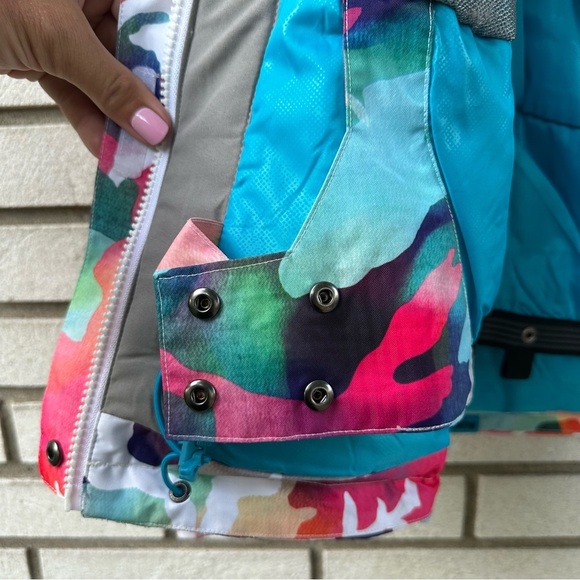 GSOU SNOW Vibrant Camo Insulated Snow Jacket XS Removable Hood Waterproof Ski - Picture 6 of 12